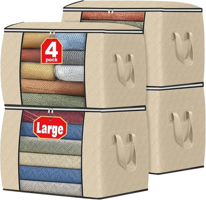 Fab totes 24 Gallons Clothes Storage, Foldable Thick Fabric Blanket Storage Bags by Fabtotes