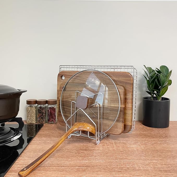 Pot Lid Organizer Cutting Board Holder Inside Cabinet 304 Stainless Steel Pots - Image 7