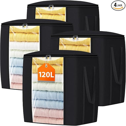 120L Extra Large Clothes Storage Bags, Foldable Blanket Storage and Organization by Unknown