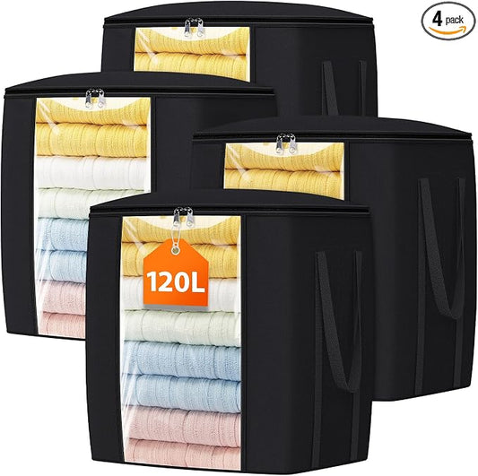 120L Extra Large Clothes Storage Bags, Foldable Blanket Storage and Organization by Unknown