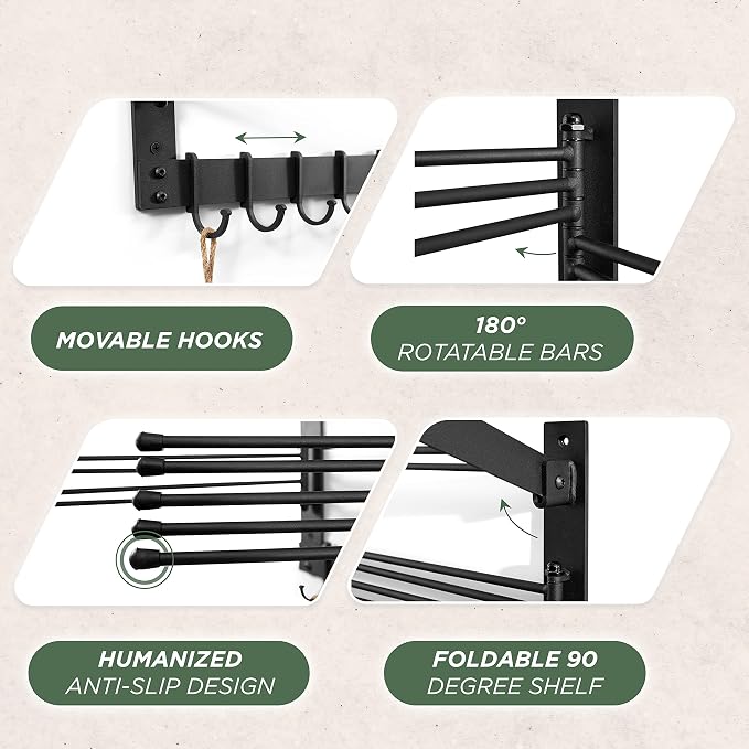 BATODA Wall-Mounted Steel Clothes Drying Rack - Image 2