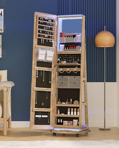 Full Length Mirror with Storage, Standing Mirror Jewelry Cabinet with 3 Color - Image 2
