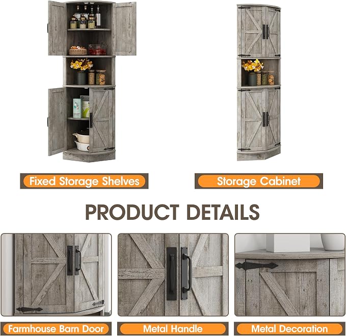 Vabches 64.8" Tall Farmhouse Corner Cabinet - Image 4