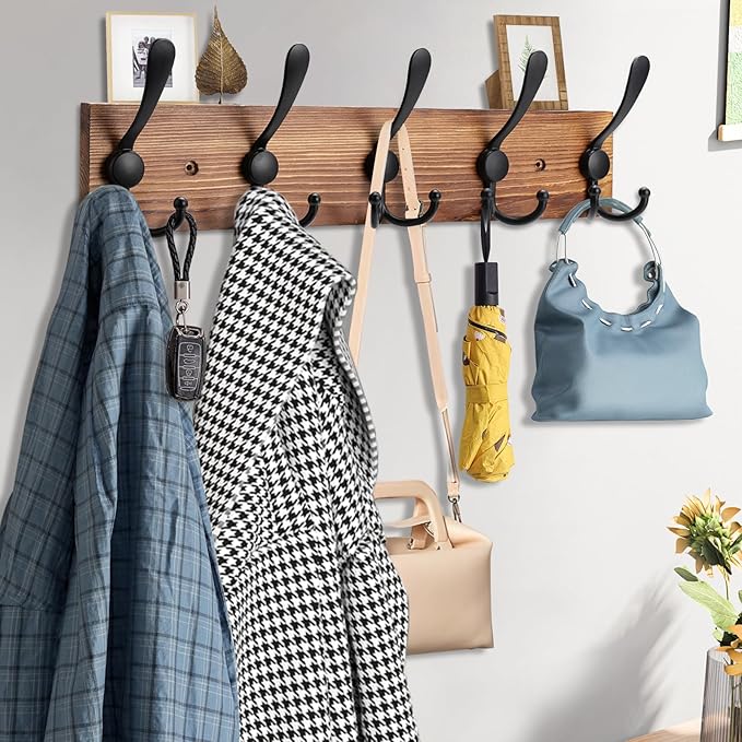 2pcs Coat Rack Wall Mount Wooden Hat Rack - Image 4