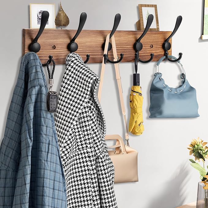 Coat Rack Wall Mount Wooden Hat Rack - Image 3