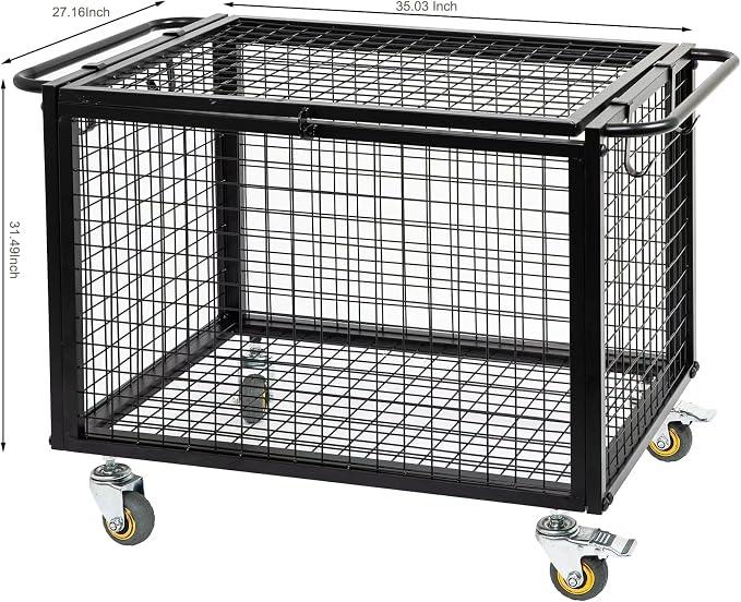 Metal Basketball Rolling Cart Sports Equipment Storage Wheel Basket Matte Black - Image 6