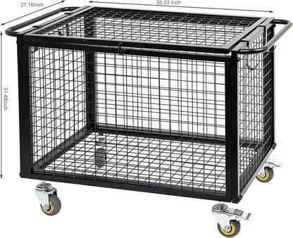 Metal Basketball Rolling Cart Sports Equipment Storage Wheel Basket Matte Black - Image 6
