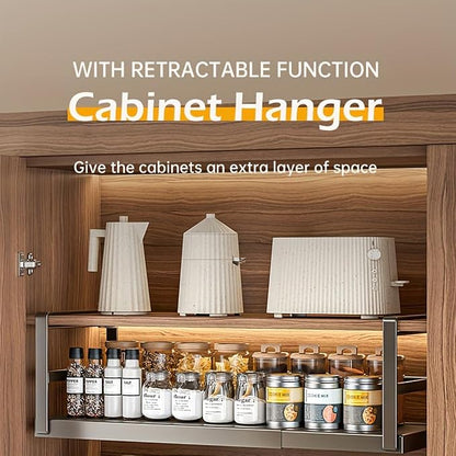 Hanging Under Shelf Storage Basket, Adjustable Width Under Cabinet Add-on - Image 3