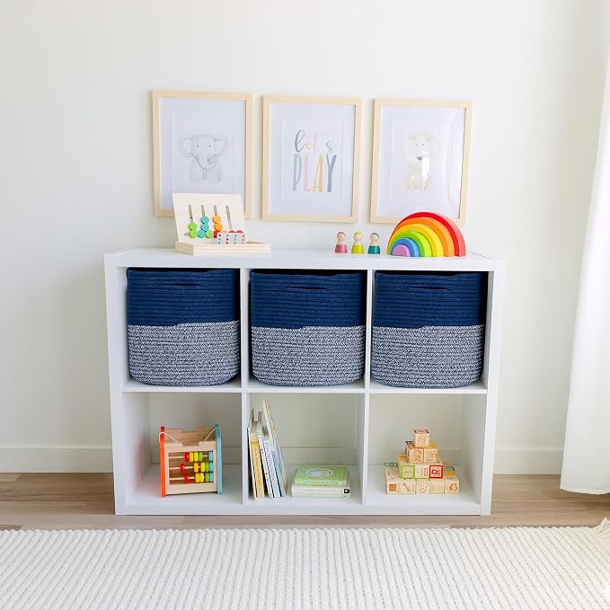 NaturalCozy 13 Inch Cube Storage Bins Cotton Rope Woven Baskets - Image 3