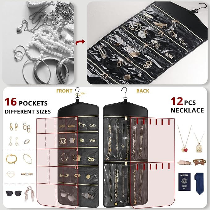 CHICECO Travel Jewelry Holder Organizer, Hanging Jewelry Organizer Storage - Image 2
