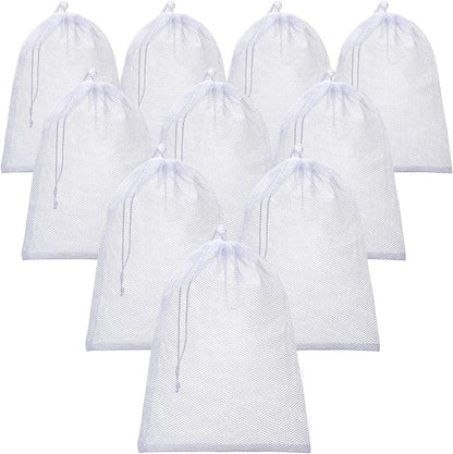 TecUnite 10 Pcs Mesh Bags Drawstring Laundry Bags Large Nylon Mesh Gift by TecUnite