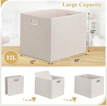 Posprica 15.12"x12.13"x12.01" Storage Cube Bins, Linen Decorative Closet - Image 5