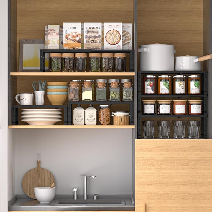 Expandable, Adjustable & Stackable Spice Rack, Cabinet Kitchen Countertop Shelf - Image 6