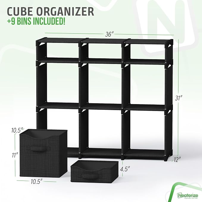 9 Cube Closet Organizers And Storage | Includes All Storage Cube Bins | Easy To - Image 3