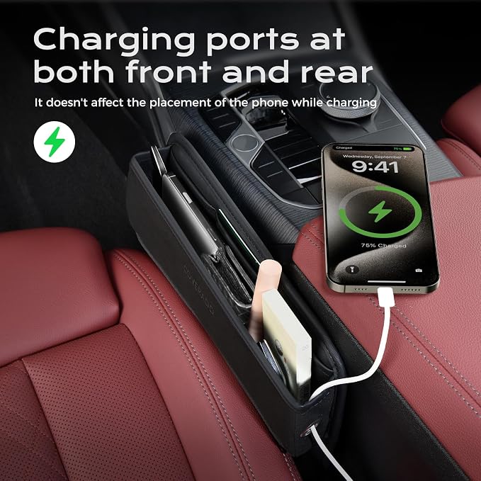 Coverado Universal Car Seat Gap Filler Organizer, Premium Suede Leather Car - Image 3
