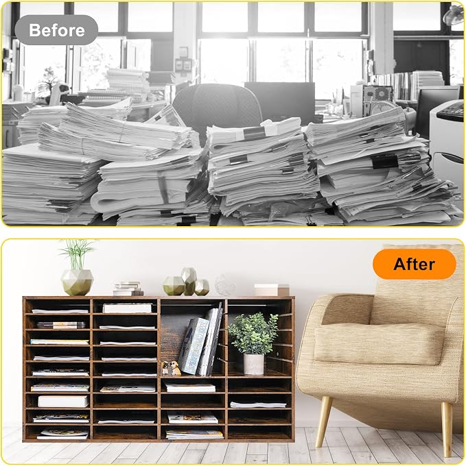 TQVAI Literature Organizer, Heavy Duty 36 Compartments Countertop Mail Organizer - Image 4