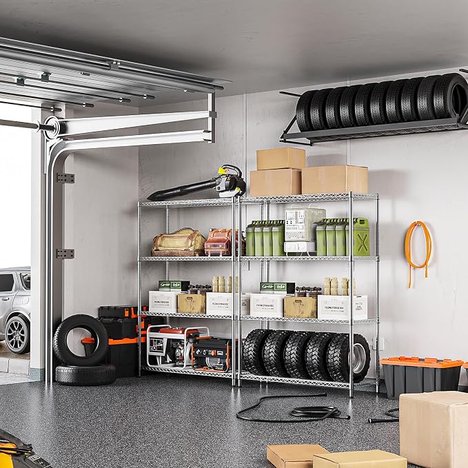 IZEUK 4-Tier Adjustable Heavy Duty Metal Wire Shelving Unit, Wide Storage Rack - Image 2