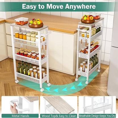 Utility Slim Storage Cart, 4 Tier Small Rolling Kitchen Laundry Room Cart - Image 5