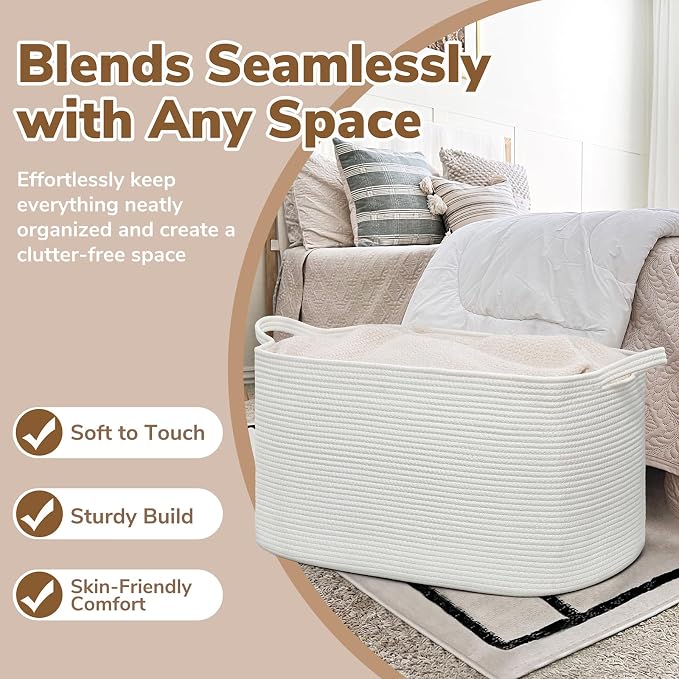 Goodpick Large Blanket Basket Living Room, Storage Baskets - Image 5