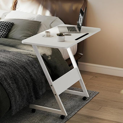 Overbed Bedside Table with Wheels, Small Desk Portable Rolling, Overbed Table by Funecy