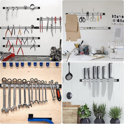 4 Pieces 12" Magnetic Tool Holder Strip, Stainless Steel Surface Tool Magnet Bar - Image 6