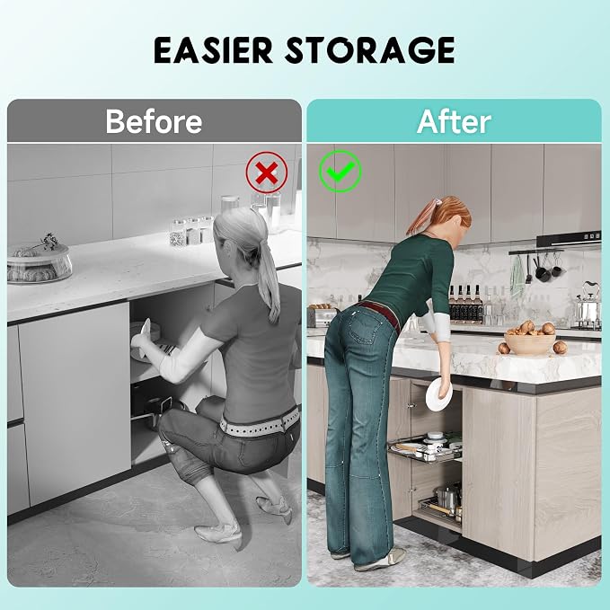 Expandable Pull Out Cabinet Organizer, Adjustable Width:23.2~39.9''W x 22.5''D - Image 8