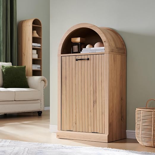 Arched Tilt-Out Trash Can Cabinet, Fluted 10 Gallon Trash Can - Image 6