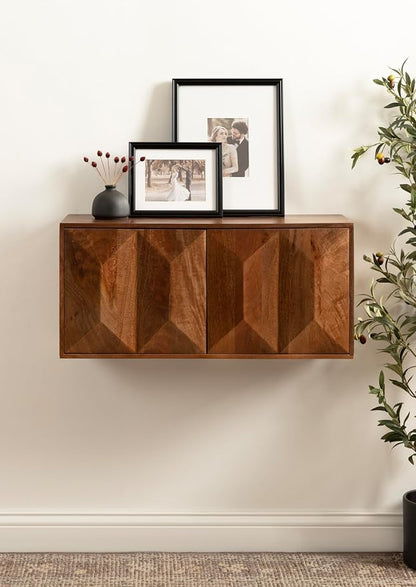 Kate and Laurel Ranier Modern Wooden Two-Door Wall Cabinet, Walnut Brown - Image 2