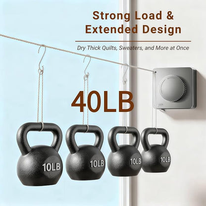 Retractable Clothesline Indoor & Outdoor – 16.8 Ft Non-Sagging Heavy-Duty - Image 4