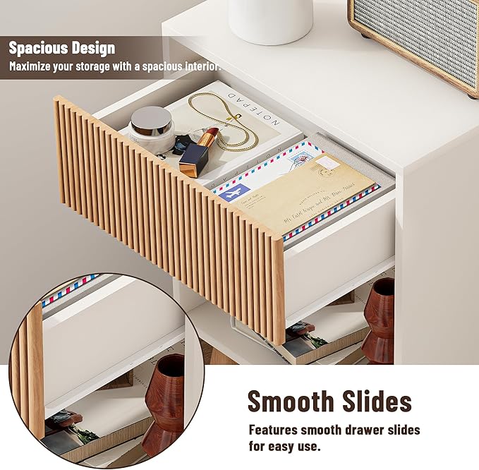 Fluted Nightstand, Modern Bedside Table - Image 3
