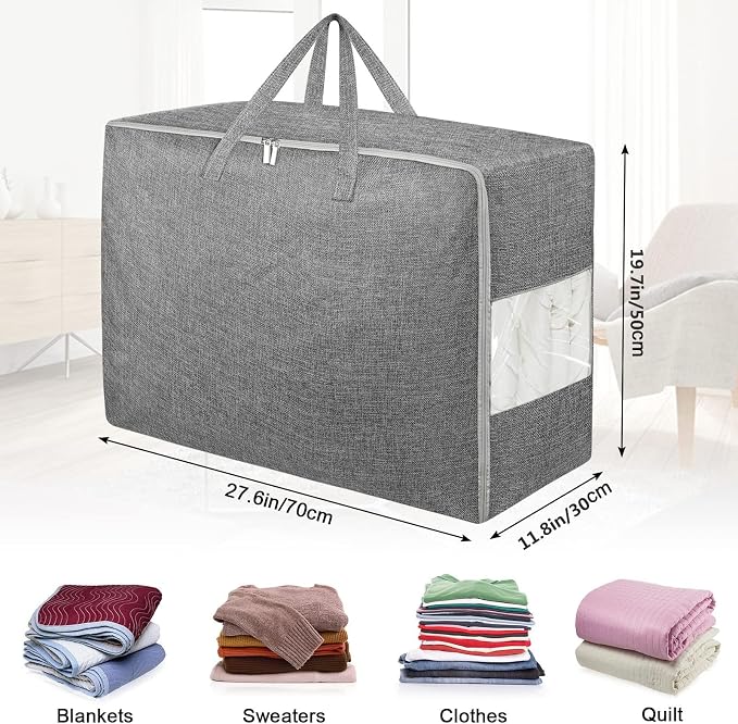 4Pack 105L Extra Large Storage Bags, Folding Moving Comforter Blanket Storage - Image 3