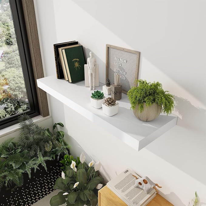 White Floating Shelves 36 Inch Long, 12 Inch Deep Floating Shelves - Image 2