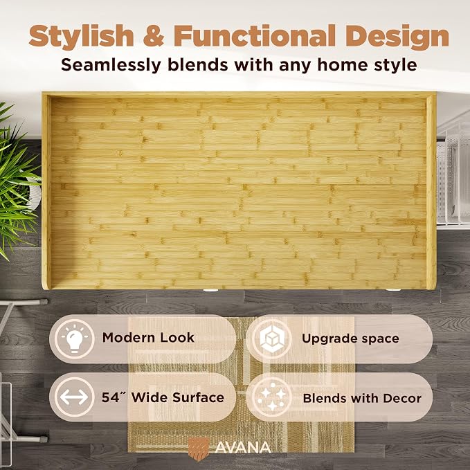 Avana (100% Natural Solid Wood Washer Dryer Countertop – Bamboo Pine Laundry - Image 5