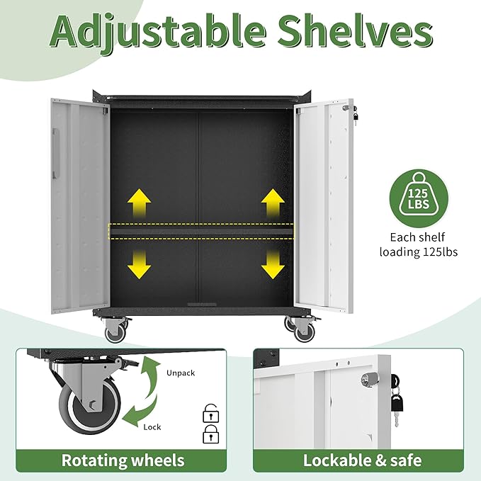 Metal Tool Cabinet, Garage Storage Cabinet System, Wall Cabinet & Locking - Image 5