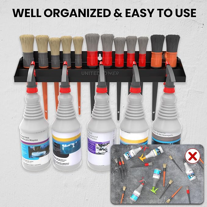 UNITEDPOWER Brush and Trigger Bottle Holder, Wall Mount Storage Rack Organizer - Image 5