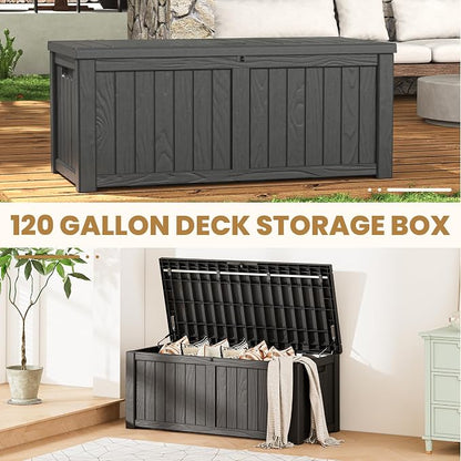 Deck Box, 120 Gallon Outdoor Storage Box Lockable Patio Waterproof - Image 3