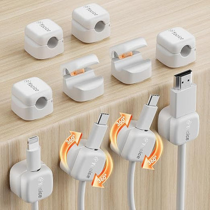 10Pack Rotatable Cord Organizer, Spring Cable Clips Desk Cable Management Cord by Yocice