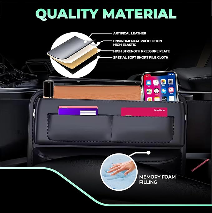 Universal Leather Car Seat Gap Filler Organizer – Side Pocket Storage Box - Image 6