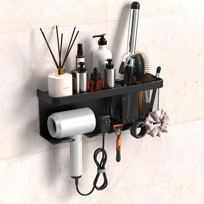 Hair Dryer Holder Wall Mounted Adhesive/Drilling, Hair Dryer Storage Organizer by Unknown