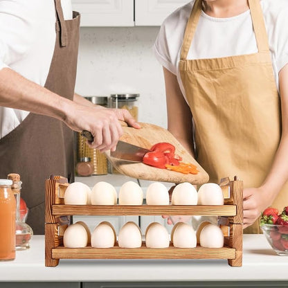 CVHOMEDECO. Wooden Egg Holder Fresh Egg Holders Countertop Firewood Egg - Image 3