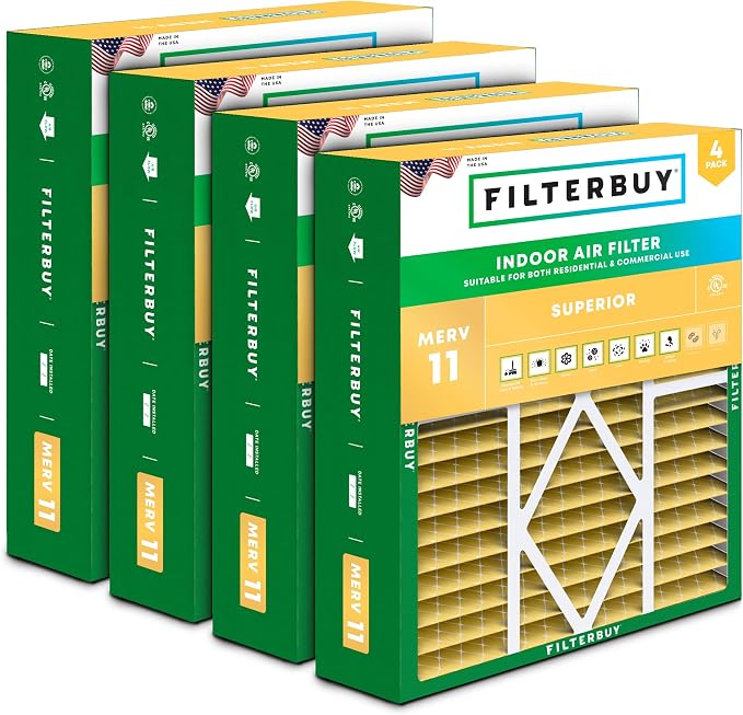Filterbuy 20x25x5 Air Filter MERV 11 Superior Pet & Allergy Defense, Pleated by Filterbuy