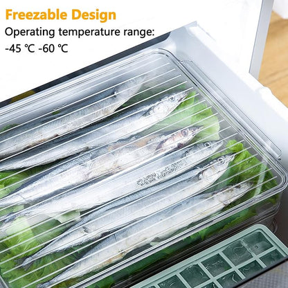 vacane Stackable Freezer Organizer, Flat Produce Saver Sliced Cheese Container - Image 2