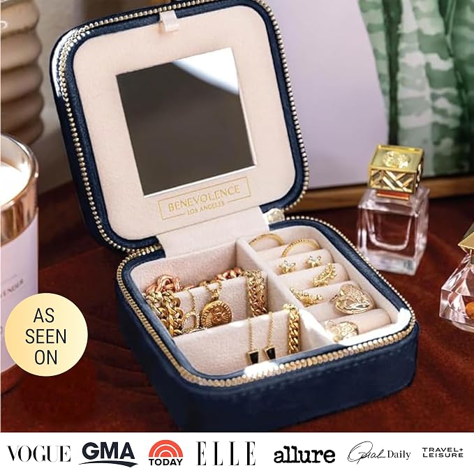 Benevolence LA Plush Velvet Jewelry Box | Travel Jewelry Case Organizer - Image 6