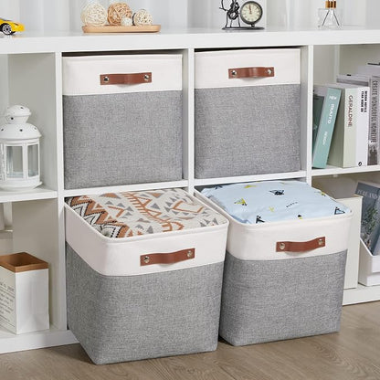 HNZIGE Foldable Storage Cubes Baskets Set Fabric Bins - Image 3