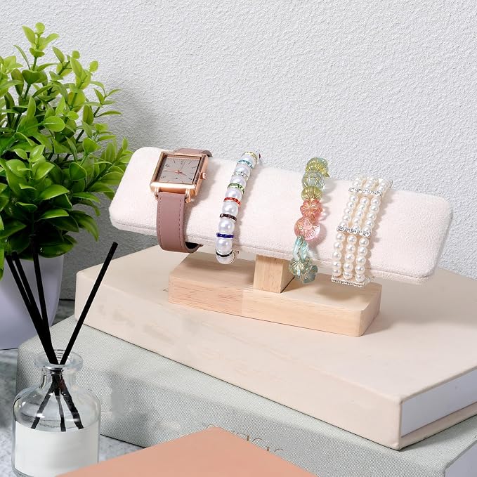 Wooden Watch Display Stand Wood T-Bar Bracelet Display Stand Jewelry Organizer - Image 5