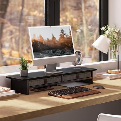 Fenge Monitor Stand with Drawer, 2 Tiers Dual Monitor Riser - Image 9