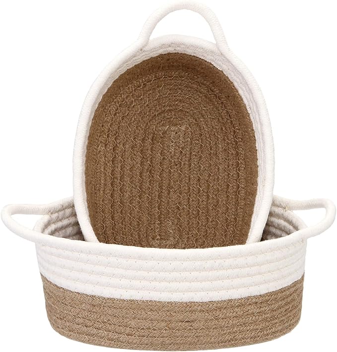 Sea Team 2-Pack Cotton Rope Baskets, Fabric Tray, Oval Open Dish by SeaTeam