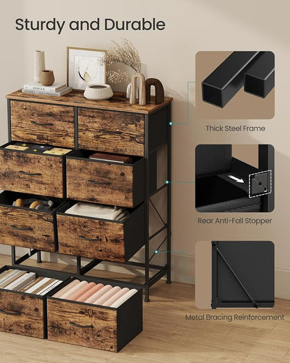 SONGMICS Dresser for Bedroom, Chest of Drawers, 8 Non-Woven Fabric Drawers - Image 6