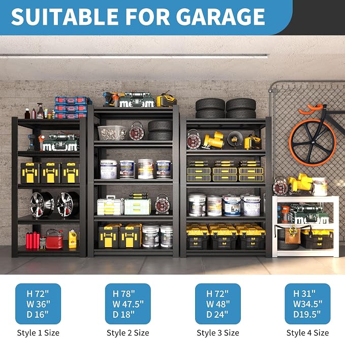 31.5" H Metal Storage Shelving, 1500LBS Heavy Duty Shelves Unit, Adjustable 3 - Image 5
