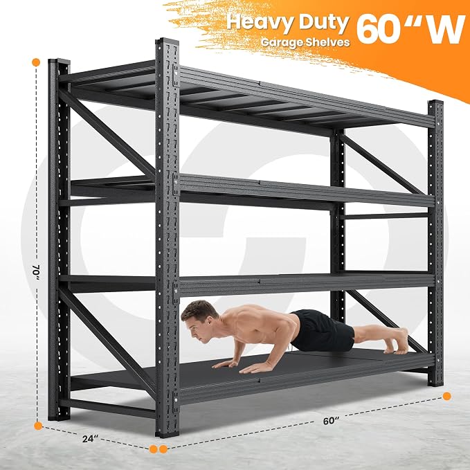 60"W Metal Shelving Units, 5000LBS Garage Shelving Heavy Duty, 4 Tier Tall - Image 2